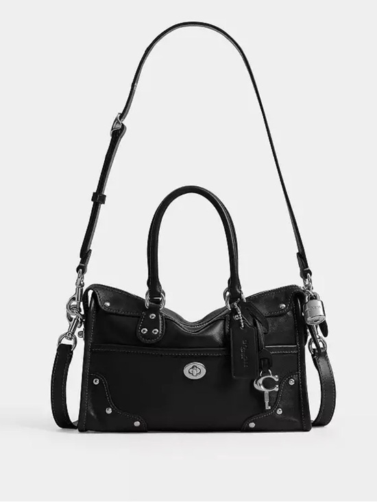 Coach Handbags - Coach Black Leather Rhyder Satchel Bag 24